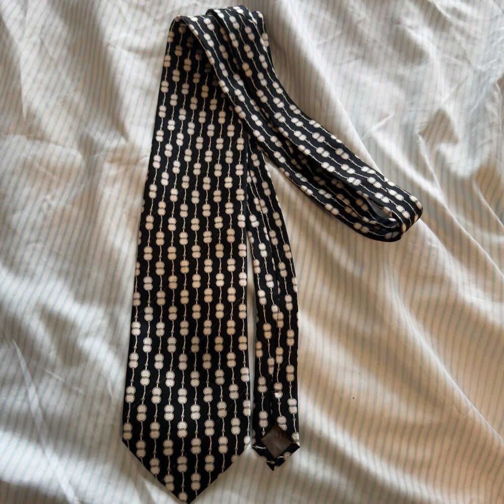 Como House 100% Silk Italy Geometric Chain Print Necktie #silk #tie